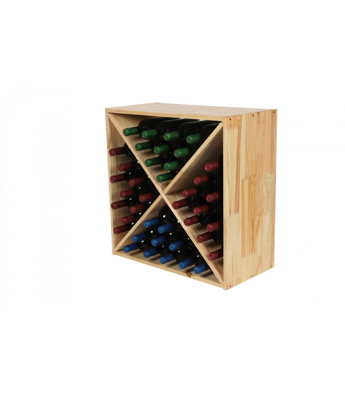 PROREGAL VINCELLAR MOD Modular Wine Rack H x W x D 60 x 60 x 30 cm Extension Module for 30 Bottles with Extendable Levels Solid Pine Wood Natural Wine Holder Wine Stand Bottle Rack Wooden Shelf