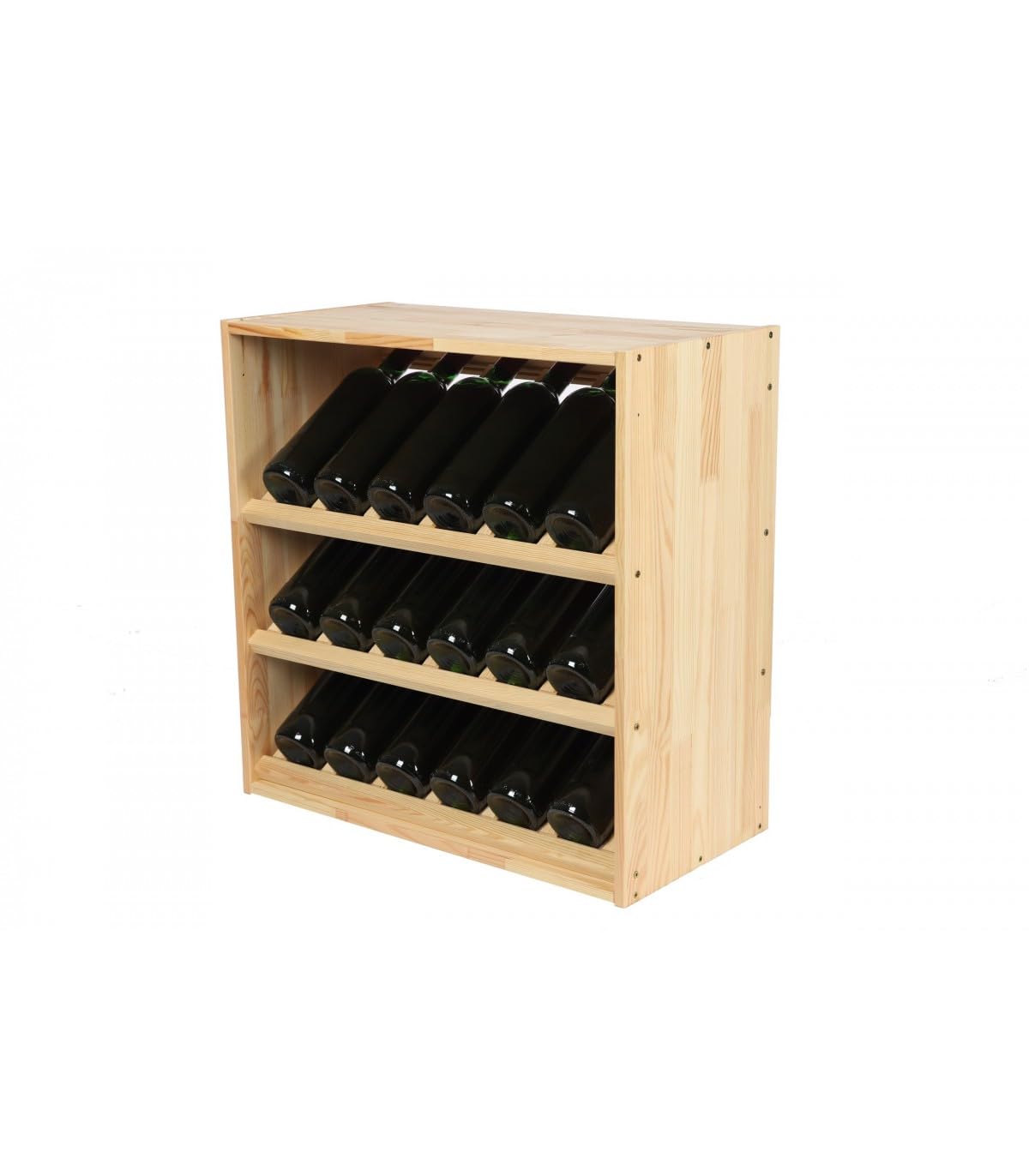 PROREGAL VINCELLAR MOD Modular Wine Rack H x W x D 60 x 60 x 30 cm Extension Module for 30 Bottles with Extendable Levels Solid Pine Wood Natural Wine Holder Wine Stand Bottle Rack Wooden Shelf
