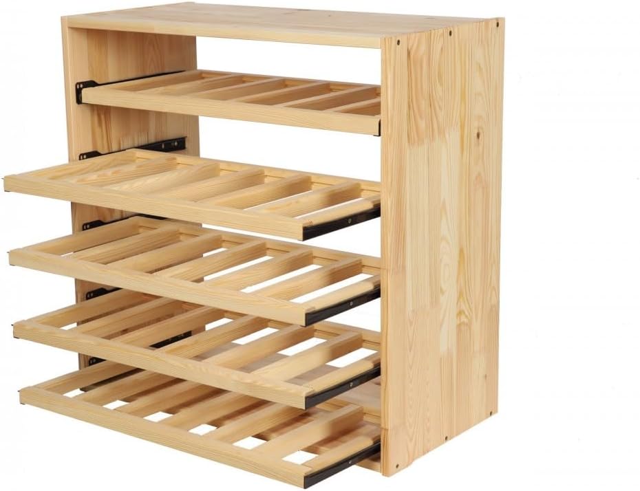 PROREGAL VINCELLAR MOD Modular Wine Rack H x W x D 60 x 60 x 30 cm Extension Module for 30 Bottles with Extendable Levels Solid Pine Wood Natural Wine Holder Wine Stand Bottle Rack Wooden Shelf
