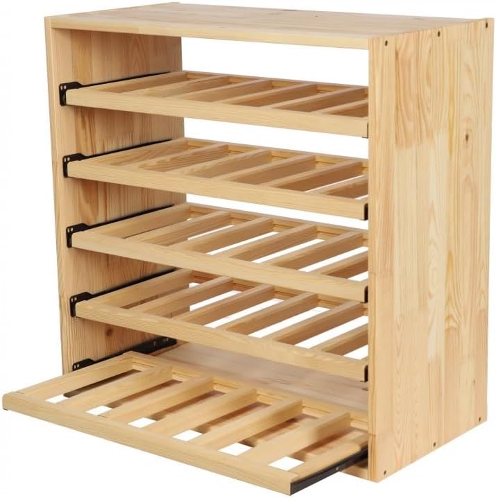 PROREGAL VINCELLAR MOD Modular Wine Rack H x W x D 60 x 60 x 30 cm Extension Module for 30 Bottles with Extendable Levels Solid Pine Wood Natural Wine Holder Wine Stand Bottle Rack Wooden Shelf