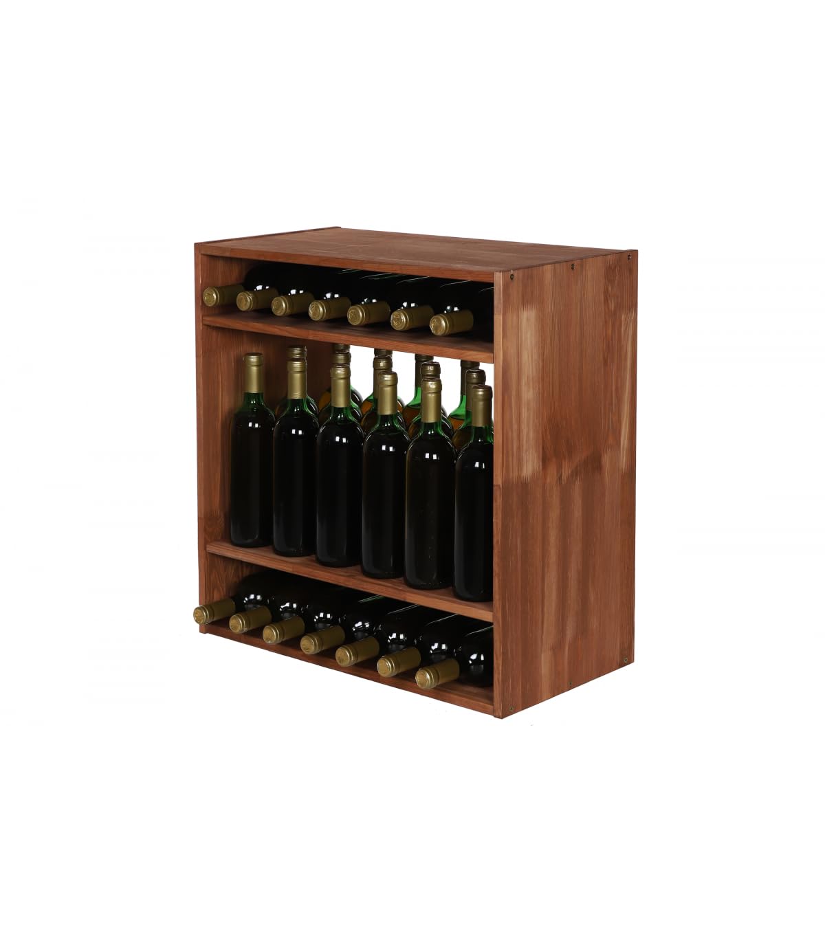 PROREGAL VINCELLAR MOD Modular Wine Rack H x W x D 60 x 60 x 30 cm Extension Module for 30 Bottles with Extendable Levels Solid Pine Wood Natural Wine Holder Wine Stand Bottle Rack Wooden Shelf