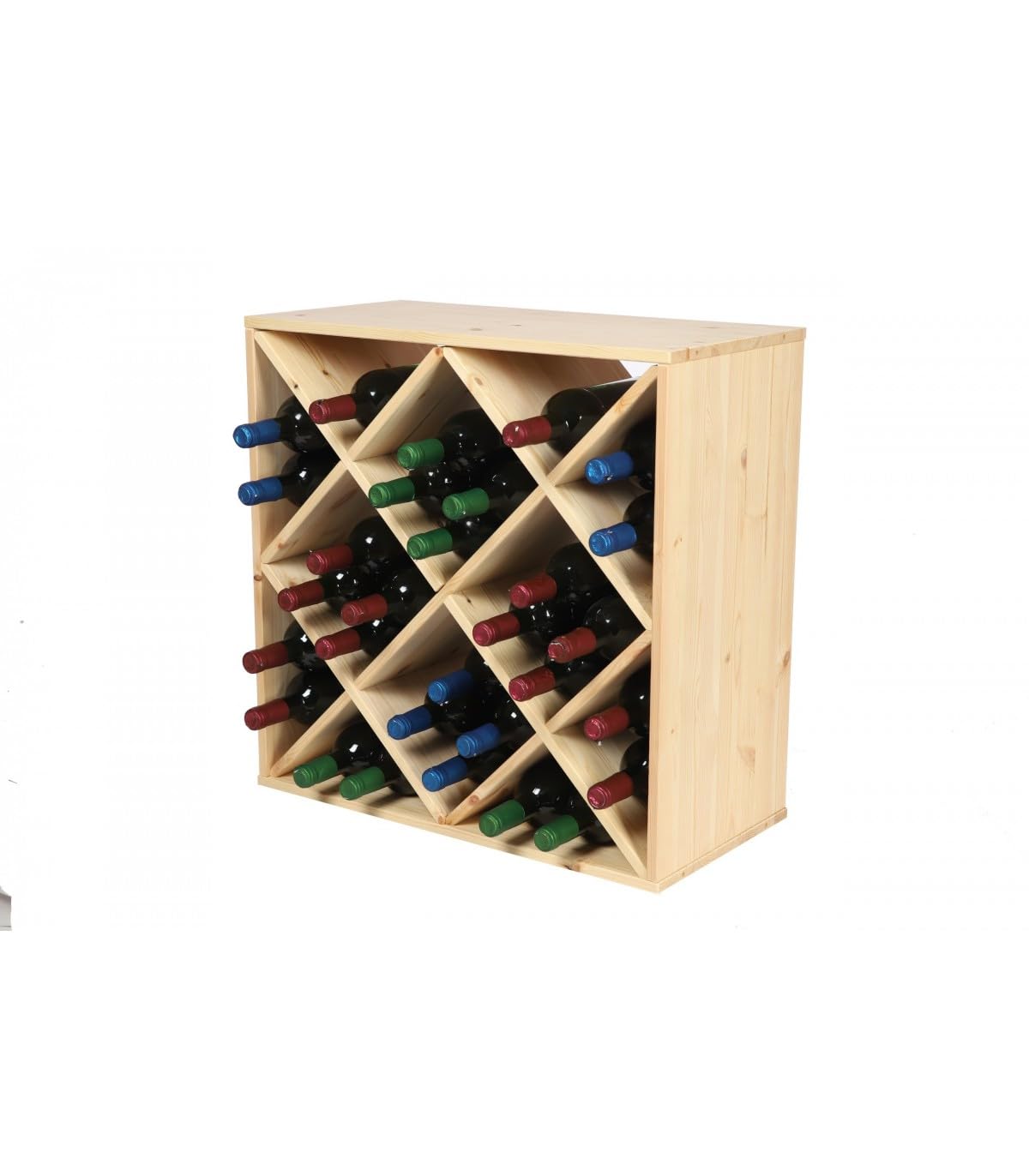 PROREGAL VINCELLAR MOD Modular Wine Rack H x W x D 60 x 60 x 30 cm Extension Module for 30 Bottles with Extendable Levels Solid Pine Wood Natural Wine Holder Wine Stand Bottle Rack Wooden Shelf
