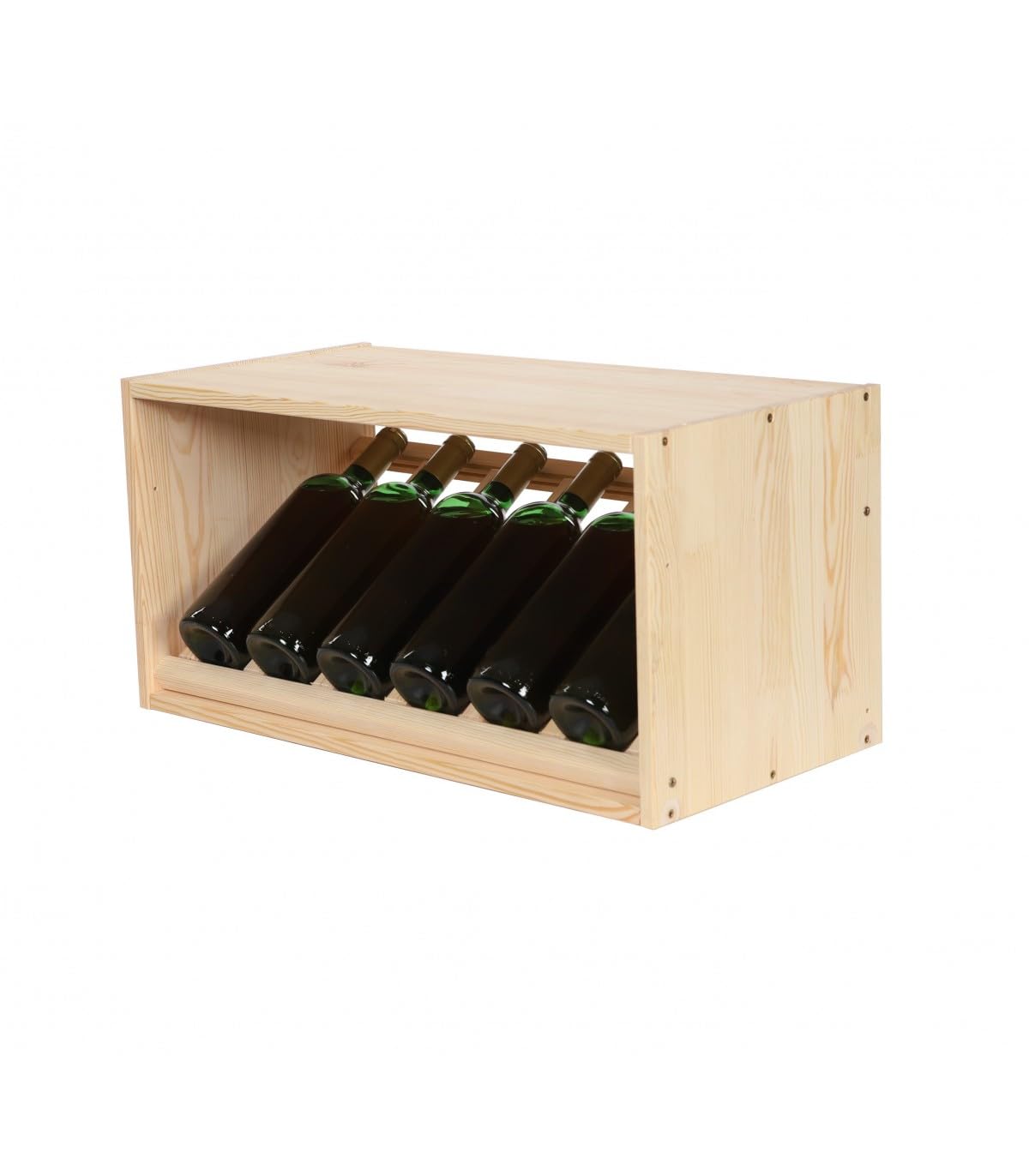 PROREGAL VINCELLAR MOD Modular Wine Rack H x W x D 60 x 60 x 30 cm Extension Module for 30 Bottles with Extendable Levels Solid Pine Wood Natural Wine Holder Wine Stand Bottle Rack Wooden Shelf