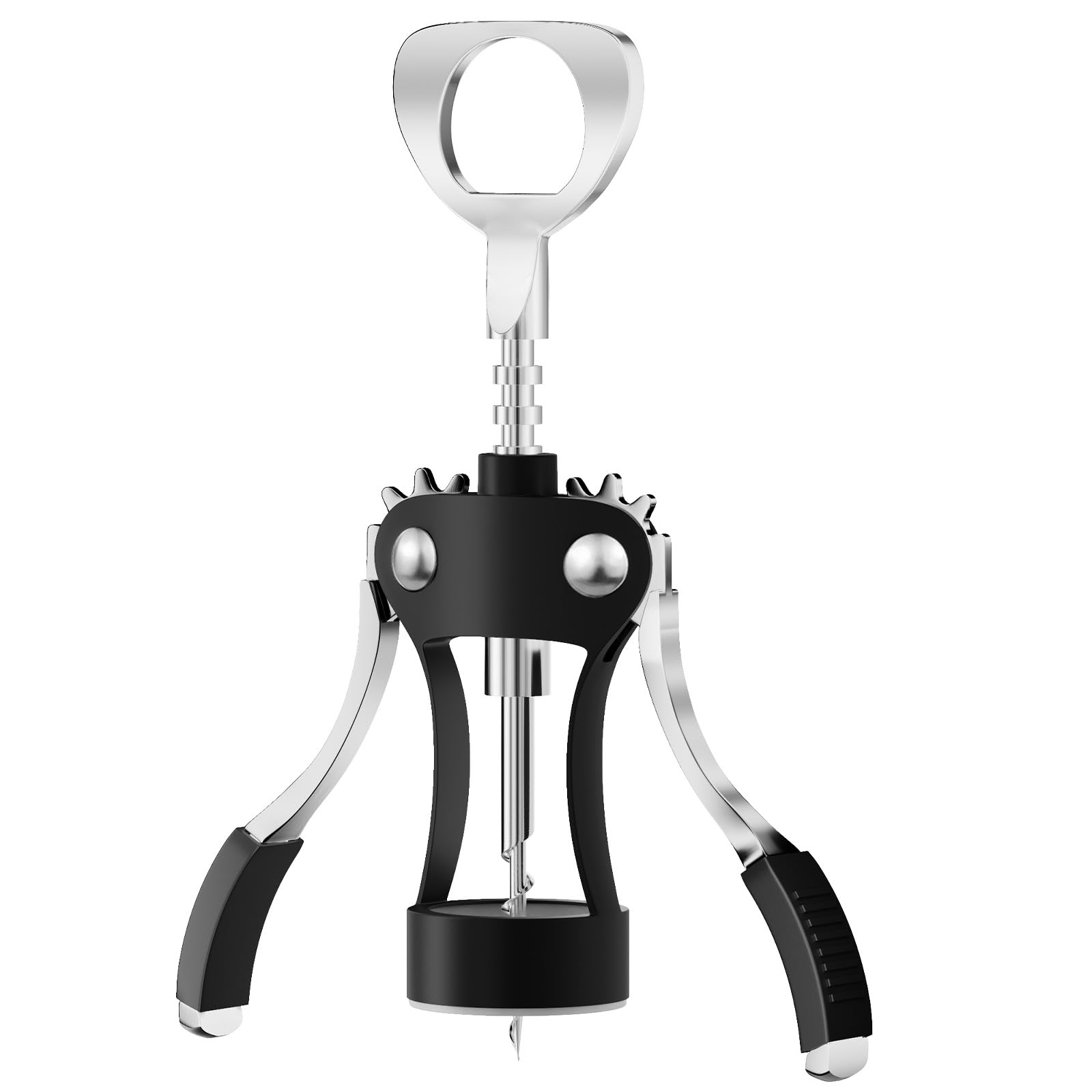 KORCCI Wine Opener, Heavy-Duty Zinc Alloy Wing Corkscrew, Premium Beer Bottle Opener, Multifunctional Wine Accessories with Ergonomic Handle and Sharp Screw, for Kitchen, Bar, Restaurant, Bartenders
