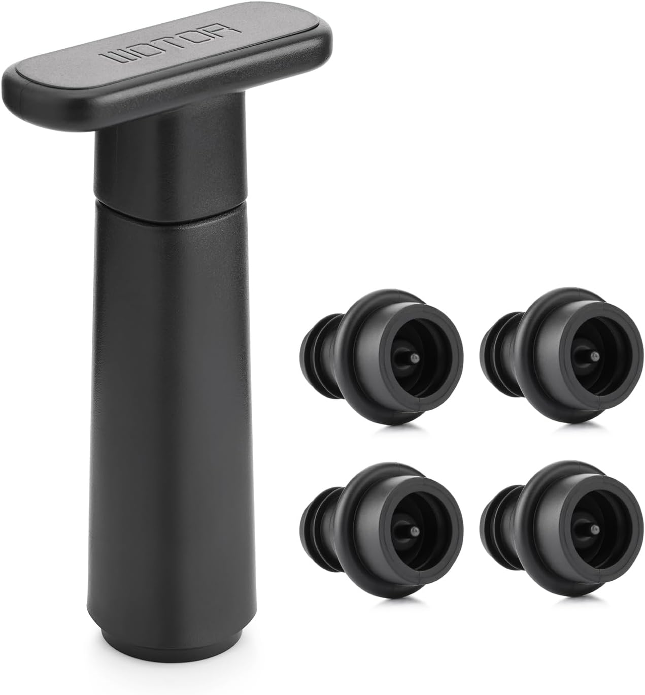 WOTOR Wine Vacuum Pump with 4 Stoppers, Wine Bottle Stopper, Wine Preserver, Reusable Wine Stopper Keeps Wine Fresh, Ideal Wine Accessory Gift