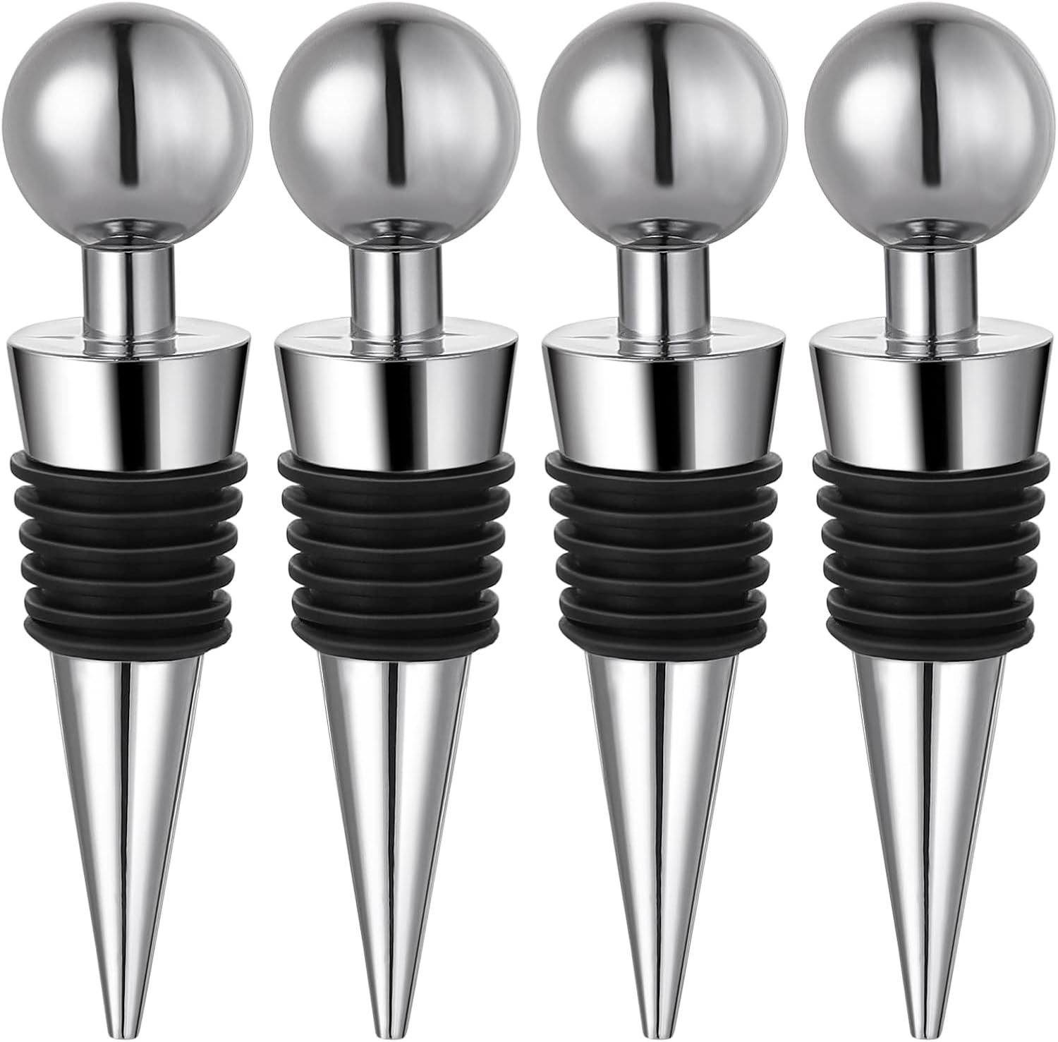 Prasacco 4 Pieces Wine Stopper, Reusable Wine Bottle Stopper, Bottle Stopper, Bottle Safe for Wine Collection, Red Wine, Champagne, Beer Saver Sealer