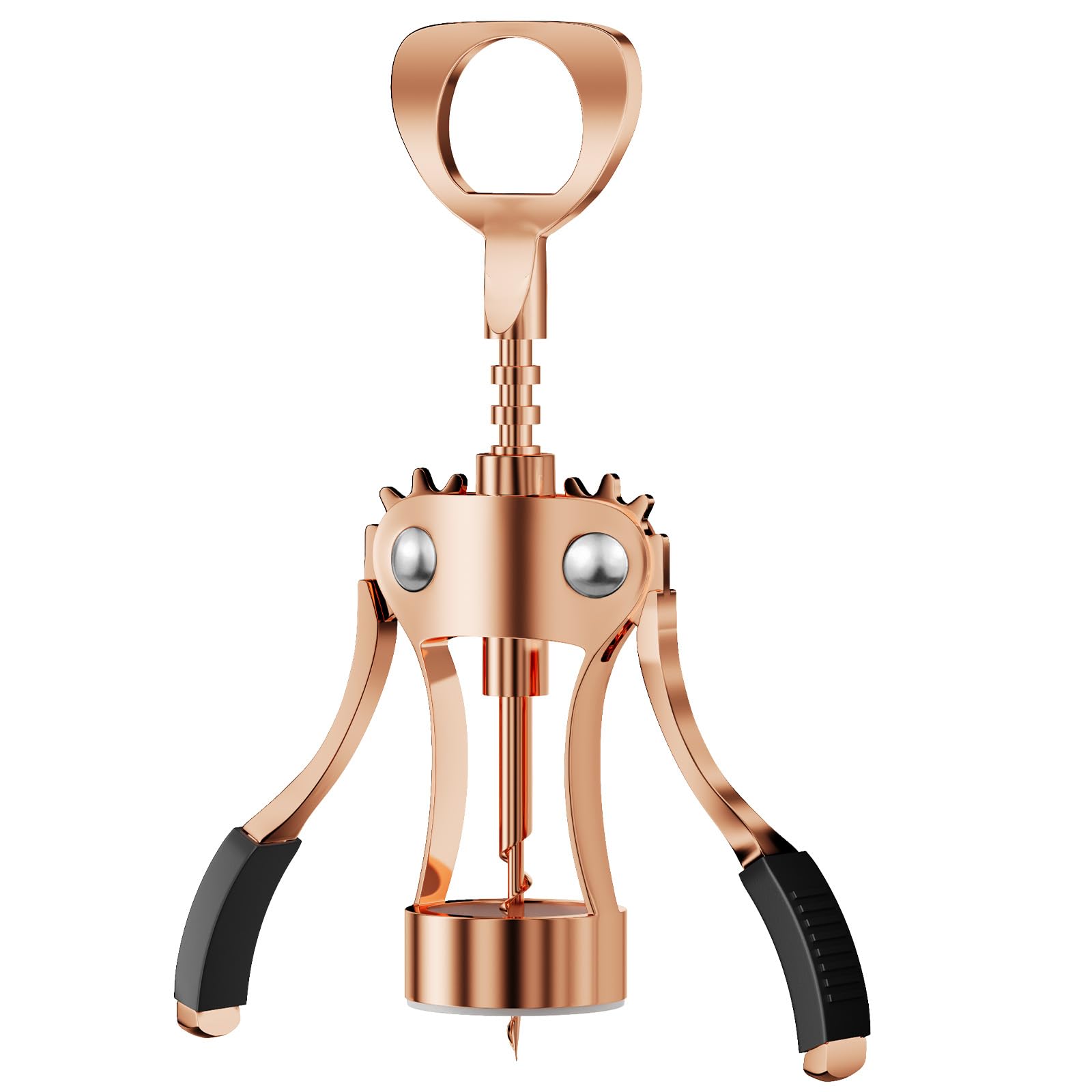 KORCCI Wine Opener, Heavy-Duty Zinc Alloy Wing Corkscrew, Premium Beer Bottle Opener, Multifunctional Wine Accessories with Ergonomic Handle and Sharp Screw, for Kitchen, Bar, Restaurant, Bartenders