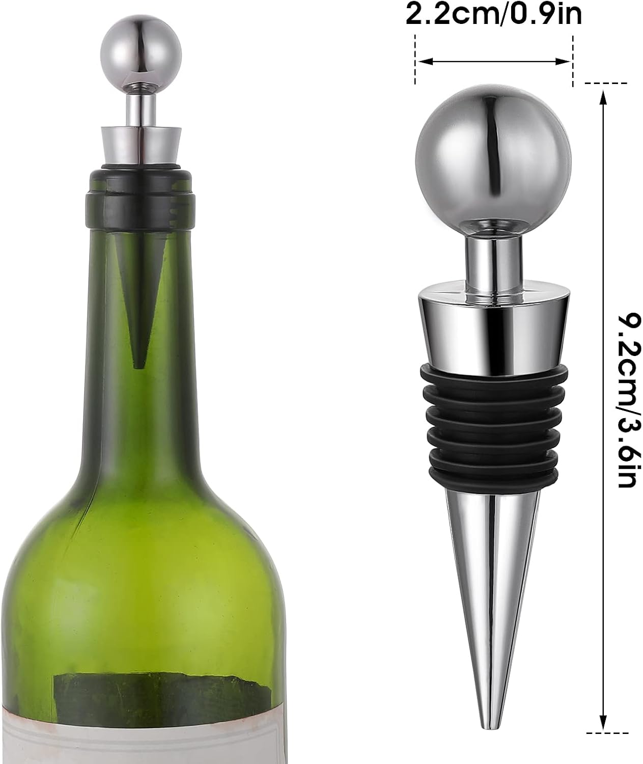 Prasacco 4 Pieces Wine Stopper, Reusable Wine Bottle Stopper, Bottle Stopper, Bottle Safe for Wine Collection, Red Wine, Champagne, Beer Saver Sealer