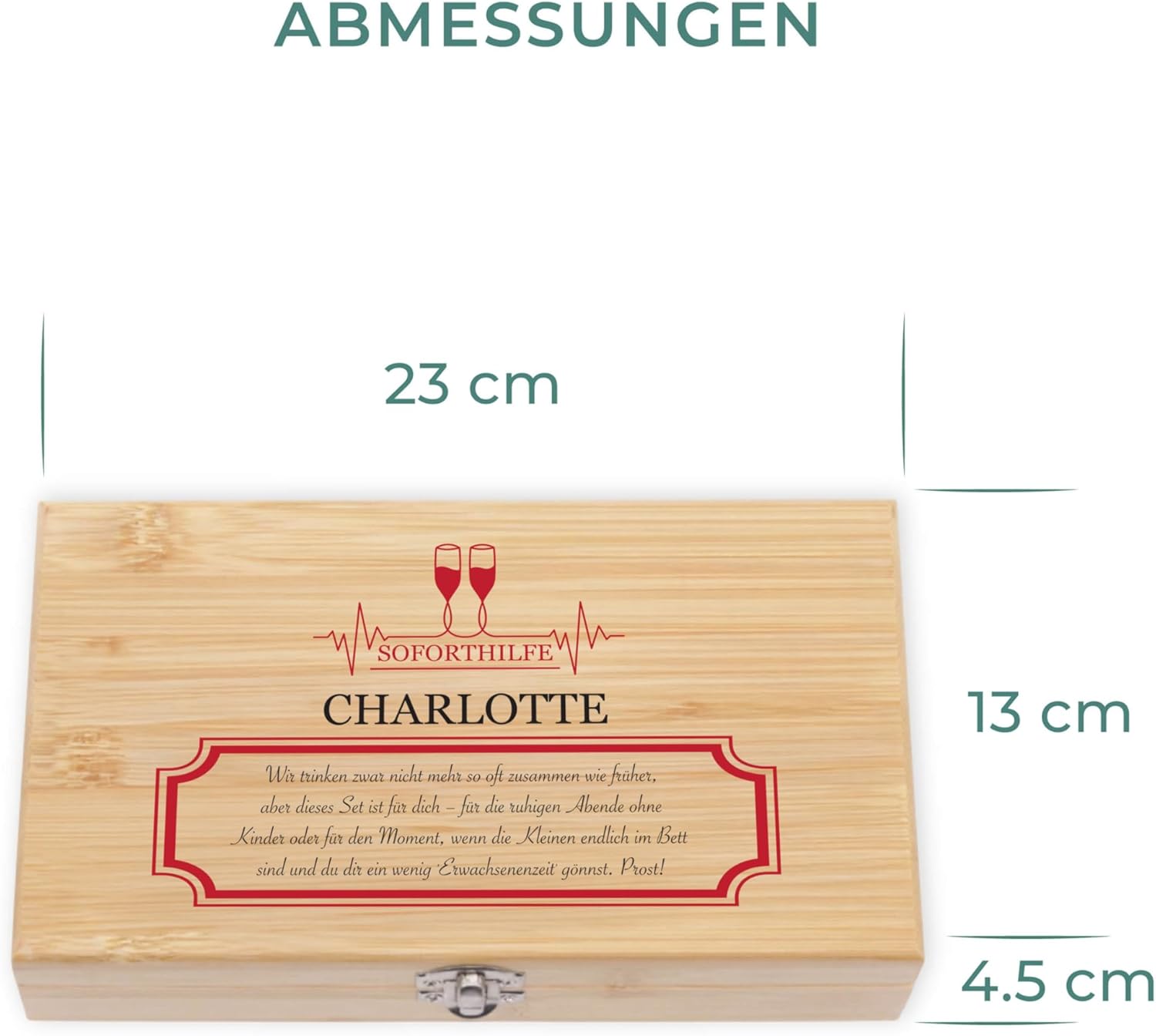 LAUBLUST Weinöffner Set Personalisiert mit Name - 5er Weinzubehörset als cooles Geschenk für Bestie | Soforthilfe - Weinzubehör mit Holz Geschenkbox | Witzige Personalisierte Geschenke für Freundin