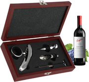 Korkenzieher Wein Set, 5 Stück Manueller Weinöffner Sommelier-Sets, Edelstahl Rotwein Flaschenöffner mit klassischem Holzetui für Weinflaschen, Weinöffner Kit für Hochzeit Christmas Papa Vatertag