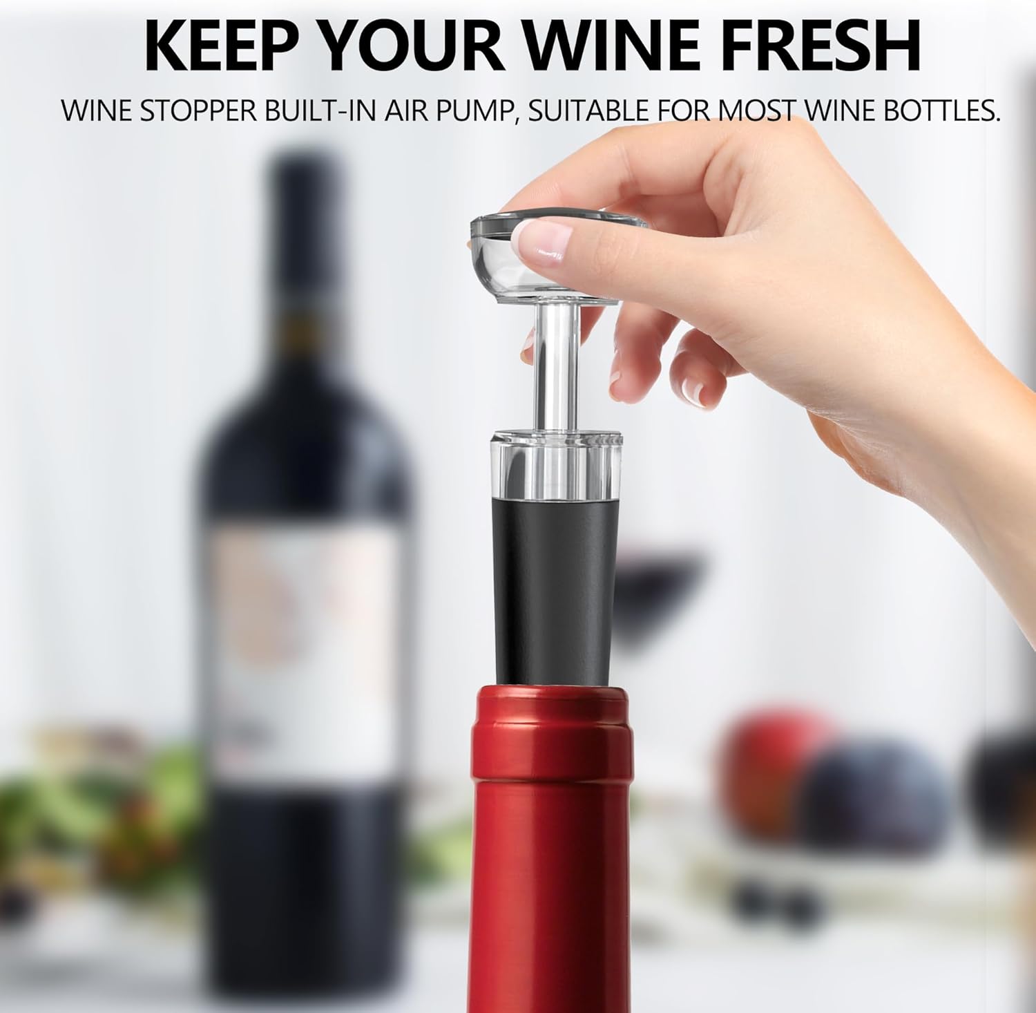 BGFOX Electric Wine Bottle Opener Set Rechargeable Stainless Steel, 4 in 1 Automatic Electric Corkscrew, Automatic Electric Wine Aerator, Foil Cutter and Vacuum Stopper, Gifts for Wine Lovers