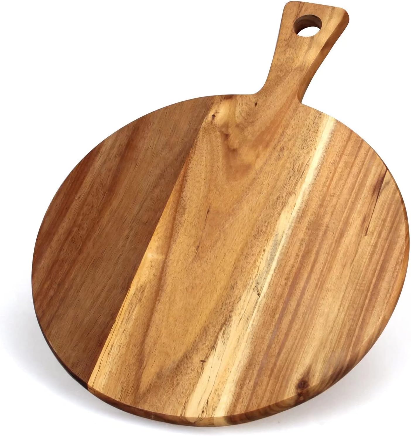 Schneidebrett aus Akazienholz Rundes Pizzabretter Holzschneidebretter Küche Fleisch Servier Brett Cheese Charcuterie Boards Hackbretter Käsebrett Schneidebretter mit Griff