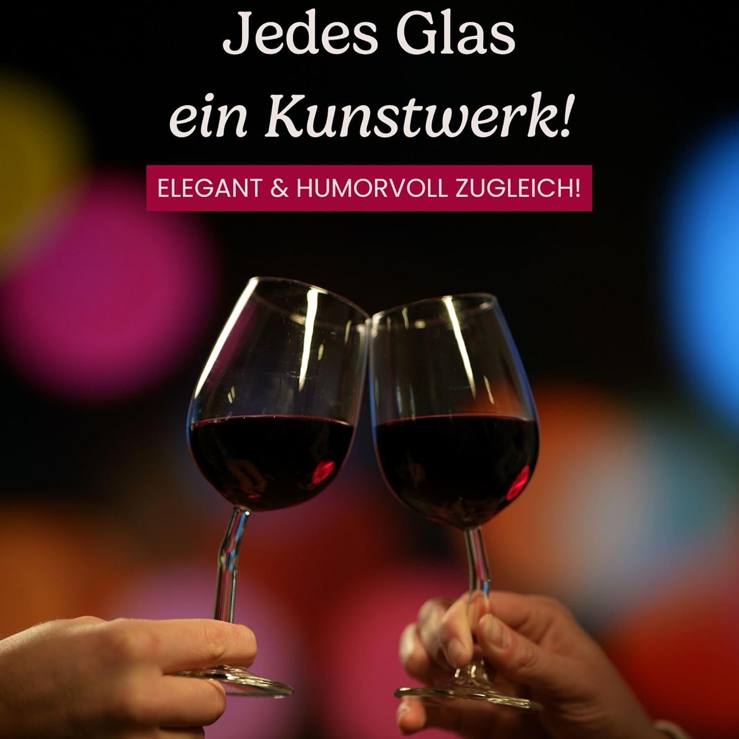 Vi(n)oletta Wankelmut Crooked Wine Glasses Set (2 Pieces) - Wine Glass Funny Hand Curved in Germany - Funny Wine Glasses as Wine Gifts for Men and Women