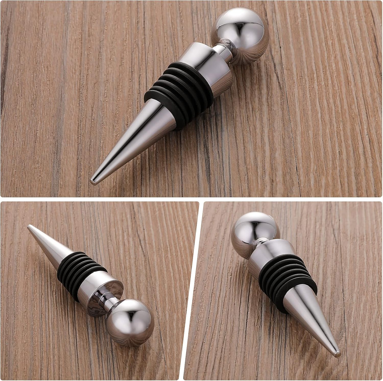 Prasacco 4 Pieces Wine Stopper, Reusable Wine Bottle Stopper, Bottle Stopper, Bottle Safe for Wine Collection, Red Wine, Champagne, Beer Saver Sealer